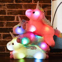 Poupée de cheval licorne bébé lumineux jouet en peluche lumineux jouets pour enfants gros éclairage LED licorne poupée de coussin animal de grande taille