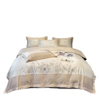 Parure de lit et housse de couette de luxe personnalisées en Lyocell d'eucalyptus 300TC avec fermeture éclair pour hôtels, maisons et mariages (vente en gros)