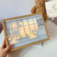 Boîte à lumière LED A4 personnalisée alimentée par USB Boîte à lumière imprimée en 3d Cadre de peinture d'art d'ombre pour la maison Salon intérieur