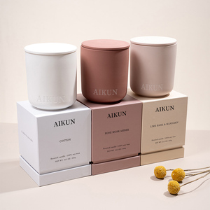 เทียนหอมถั่วเหลืองทำมือหลากสีคุณภาพพรีเมียมจาก AIKUN  แบบมินิมอลในภาชนะเซรามิก เหมาะสำหรับเป็นของขวัญ - Product Image 2