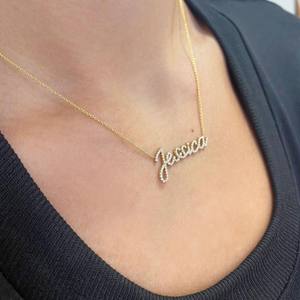 <span class=keywords><strong>Nome</strong></span> personalizzato S925 <span class=keywords><strong>collana</strong></span> in <span class=keywords><strong>argento</strong></span> Sterling Moissanite placcato oro alla moda personalizzato con motivo a forma di lettera regalo per le donne - Product Image 4