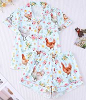 Ensemble de pyjama personnalisé pour femmes et enfants, imprimé animaux de la ferme, style western, deux pièces, vêtements de nuit pour la maison