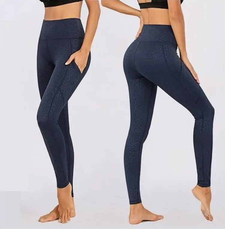 Wholesale Yoga Band Soft Celulite Leggings Black Tights Woman Leggings Cargo Pocket Nylon Spandex High Wasted Yoga Pants