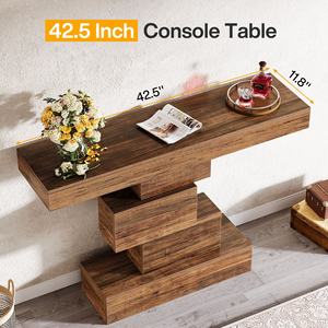 Table <span class=keywords><strong>Console</strong></span> de Ferme Design Empilement de Livres pour Couloir de Style Chinois, <span class=keywords><strong>Tables</strong></span> Consoles pour Derrière de Canapé avec Base Géométrique - Product Image 3