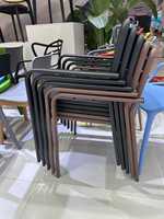 Ensemble de table et de chaises de jardin en plastique et bois, moderne, imperméable, écologique, avec lattes en plastique
