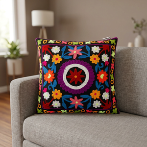 Luxe haute qualité carré Suzani brodé coton housse de coussin taies d'oreiller à la main Multi broderie décor à la maison - Product Image 3