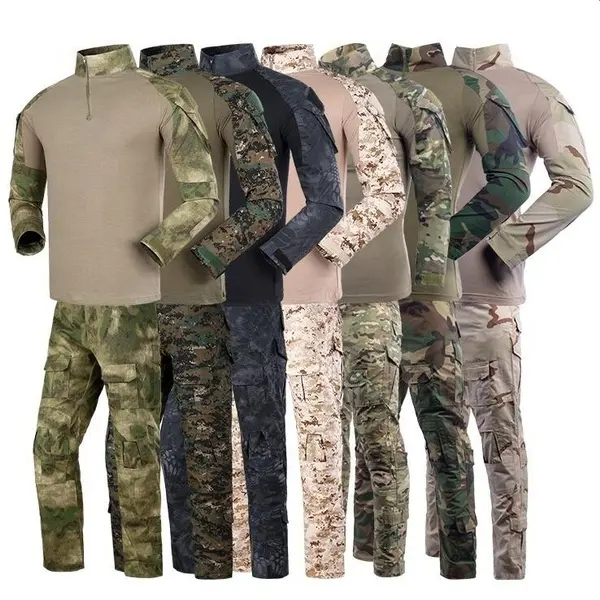 Pakaian berburu, set baju tempur G2 seragam Taktis kamuflase, kaus lengan panjang, celana kargo Multicam luar ruangan