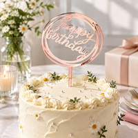 Décoration de gâteau Joyeux Anniversaire en Acrylique Doré Effet Miroir – Plusieurs Styles Disponibles – Idéal pour Pâtisseries, Boulangeries et Cuisines Maison