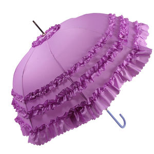 Parasol pour femme ouvert <span class=keywords><strong>ivoire</strong></span> 23 "* 8K contrôle manuel avec trois volants et parapluie de soleil de mariage en <span class=keywords><strong>dentelle</strong></span> en forme de pagode - Product Image 6