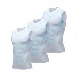 Warehouse Stock 3 Pack Breathable Knitted <b>Compression</b> <b>Shirt</b> <b>Men</b> Workout Athletic Base Layer Sleeveless Tank Top Slimming - Product Image 2