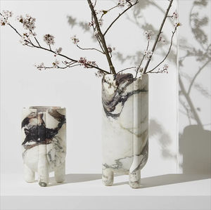 Stonekocc1ペアフレンチヴィンテージワビ-サビミラスニューヨークナチュラルマーブルストーン3脚三脚花瓶装飾品家の装飾 - Product Image 4