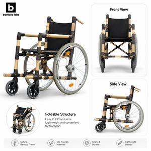 Silla de Ruedas Plegable de Bambú, Manual, Ligera, Portátil, Ecológica, Ayuda para la Movilidad de Personas Mayores y con Discapacidad, Suministro al por Mayor, 120 kg - Product Image 1