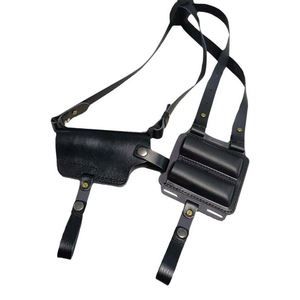 Genuine <b>Leather</b> Double Underarm <b>Backpack</b> Double Magazine Bag Premium Cowhide Full Grain <b>Leather</b> Shoulder Holster - Product Image 3