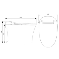 WC intelligent monobloc sans réservoir TA-568DF TEJJER moderne 220V de haute qualité