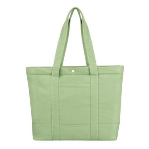 Bolso de lona personalizado con cierre de cremallera superior y bolsillo externo, fabricado por una fábrica con certificación BSCI - Product Image 1