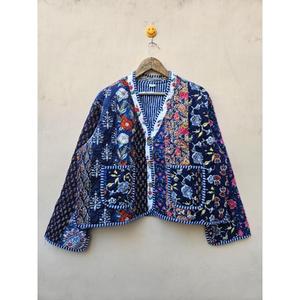 Abrigo de invierno elegante para mujer, de tela TNT Chaqueta corta, decoración de botones desmontables, diseño Suzani, algodón relleno acolchado bordado - Product Image 3