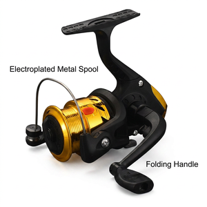 Carrete de Pesca Profesional Mini 200 Spincast, Precarretado con Hilo, Ligero, Portátil, para Agua Salada, Pesca en Roca, Señuelos de Plástico, Relación de Engranajes 5.2:1 - Product Image 2