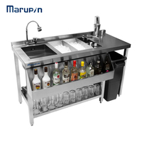 Stasiun Bar Koktail Komersial Marupin dari Baja Anti Karat dengan Wadah Es dan Wastafel, Meja Kerja Bartender untuk Bar, Restoran, Hotel
