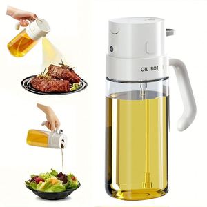 18.5oz 2in1 Glass Oil Container Bottles 550ml Oil Spray Bottle Oil Pot With Pourer for Cooking - Product Image 1