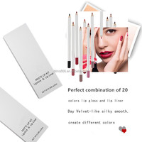 Quantité minimale de commande bas marque privée végétalien 21 couleurs en gros 2 en 1 ensemble de brillants à lèvres imperméable nu mat liquide rouge à lèvres et crayon à lèvres