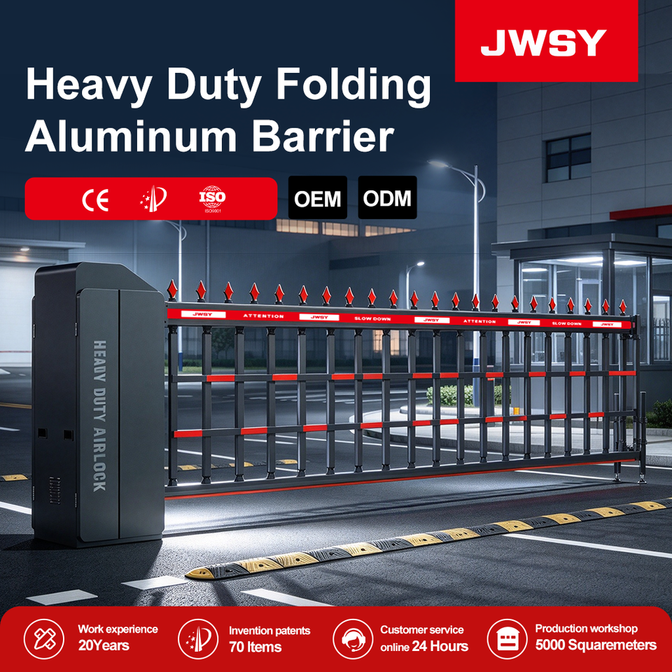 Commercial Heavy Duty Folding Barrier Gate AC220V 200W Motor 6m Boom ...