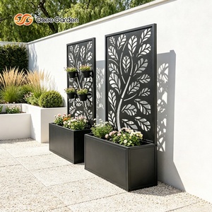 Jardinera Metálica Gnee con Diseño de Hojas, Acabado Oxidado, Soporte Minimalista para Plantas de Exterior, para Flores y Plantas Verdes - Product Image 2