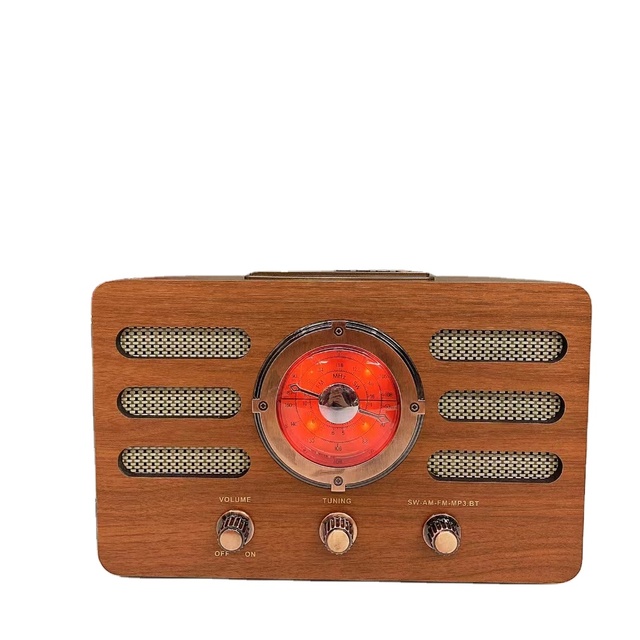 Old Retro Desktop Radio Vintage FM AM SW Multi-band Wooden Boxes Wireless Internet Radio Speaker with BT and USB TF Slot