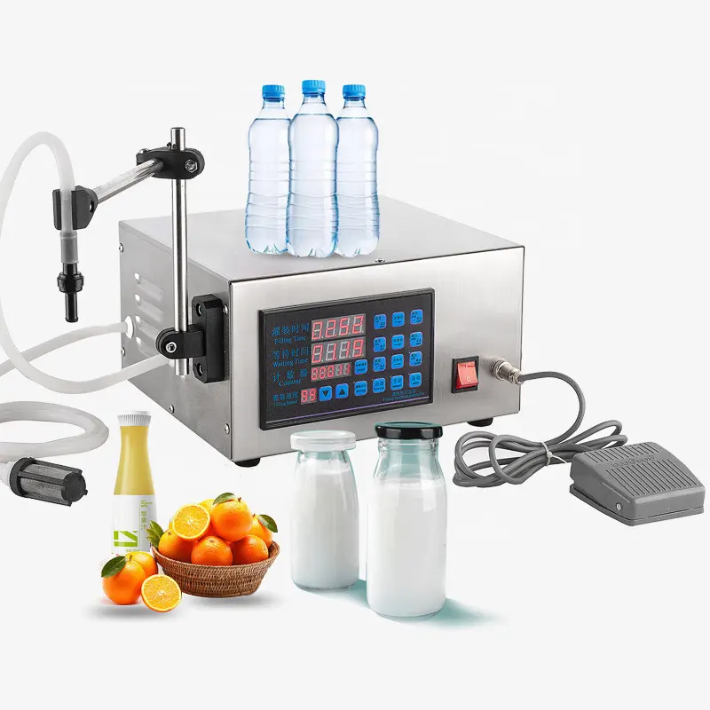 GFK-280 Máquina de enchimento de suco de leite com água líquida pura e bico único Máquina de enchimento com bomba de diafragma 3,5L/min