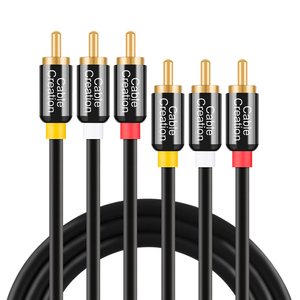 Câble audio-vidéo stéréo 3 RCA mâle vers 3 RCA mâle plaqué or 24 carats en cuivre OFC pour subwoofer et <span class=keywords><strong>lecteur</strong></span> <span class=keywords><strong>DVD</strong></span> - Vente en gros - Product Image 1