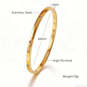 Brazalete de Moda Europeo Americano, Chapado en Oro de 18k, con Circonita Cúbica, Brazalete de Acero Inoxidable con Cuentas para Mujeres y Niñas - Product Image 5