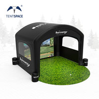 Simulateur de golf gonflable portable pour événements sportifs en intérieur et en extérieur, tente noire, terrain de golf gonflable, mur de frappe
