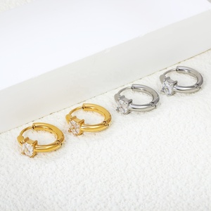 卸売18K金メッキステンレス鋼防水ジュエリーハートキュービックジルコニア小さなフープハギーイヤリング女性用 - Product Image 5