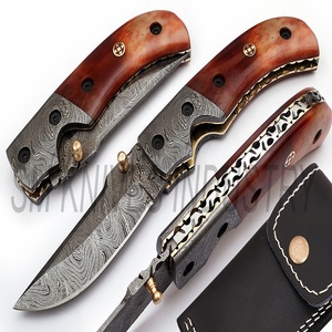 Color Camel <b>Bone</b> <b>Handle</b> Grip Hand Made Damascus Folding pocket <b>Knife</b> (smk1221) - Product Image 2