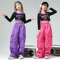 Groupe de danse Hip Hop pour filles, haut tendance, pantalon cargo violet, tenues de danse de rue pour enfants, vêtements de rue pour enfants, groupe de jazz pour filles