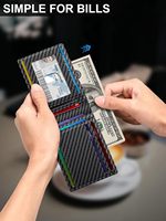 Dompet Pria Slim PU Anti-RFID, Tipis, Penyimpanan Kartu Pendek dengan Jendela ID, Dompet Kulit Minimalis Pria