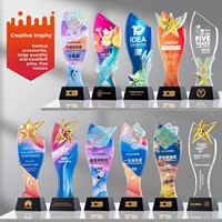 Trofeo de Cristal Práctico, Ecológico, Blanco, Irregular, Creativo, Colorido, de Alta Gama, con Temática Deportiva, para Bodas
