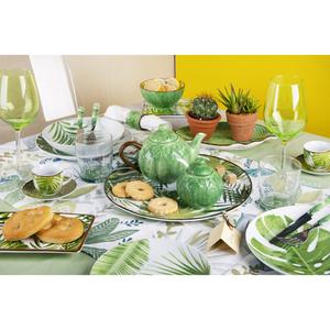Assiettes de service Excelsa en céramique motif feuillage 20x12,5 cm vertes, lot de 6 - Product Image 2