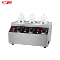 Chauffe-sauce électrique professionnel en acier inoxydable 304 à 3 bouteilles pour buffet et barbecue – Machine de maintien au chaud des sauces en gros