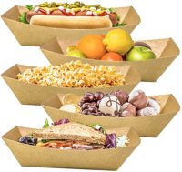 Barquettes alimentaires en papier robustes, modèle bateau monobloc, idéales pour les frites, les corn-flakes, les snacks, les hot-dogs et les tortillas de maïs