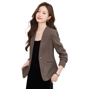 Women's Houndstooth Blazer Wool Blend Anti-Wrinkle Slim Fit Autumn Winter Outerwear - Product Image 5