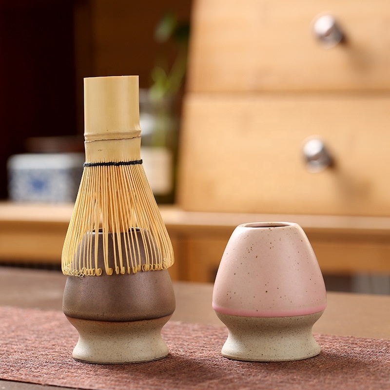 Japanese Style Vintage Pottery Chawan with Spout Matcha Whisk