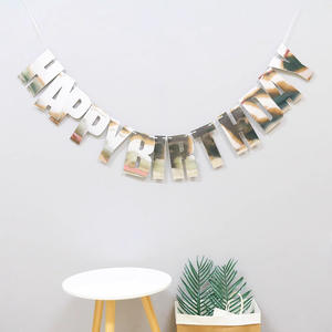 Forma di lettera di carta bandiera bandiera di <span class=keywords><strong>buon</strong></span> <span class=keywords><strong>compleanno</strong></span> nuova creativa Laser colorata della fabbrica di Huaien - Product Image 2