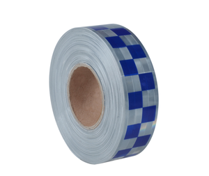 Ruban rétro-réfléchissant à damier bleu et blanc pour véhicules (matériel PVC/Nylon/PET) - Product Image 1