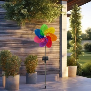 Plástico projetado Lawn Solar <span class=keywords><strong>Windmill</strong></span> luz jardim ornamento decoração levou luzes para exterior