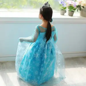 E142 Высокое качество Заводская цена детская одежда замороженный костюм Детская сетка Дизайн Косплей вечернее платье для девочки
