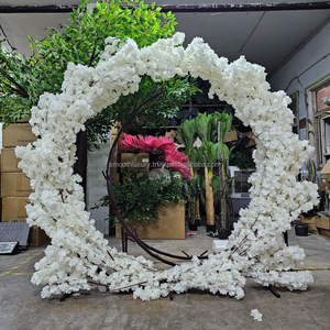 LISSE prix de gros 8ft usine cercle rond fleurs de cerisier arc Floral route plomb passerelle pour la fête de mariage événement - Product Image 1