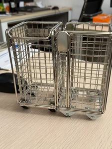 Cheap Collapsible Wheeled Compact Portable Steel Mesh Shopping Cart with 4 Wheels Foldable Luggage <b>Trolley</b> - Product Image 6