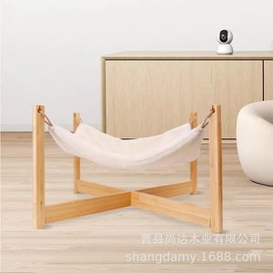 Cama de madera para gatos, cama para mascotas, madera maciza, para todas las estaciones, hamaca para gatos con base, cesta colgante desmontable para gatitos, cama para mascotas - Product Image 2