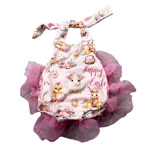 DH ODM Infant Girls Easter Fashion Fluffy Spandex/Polyester Button Closure Cute Jumpsuit Spring <strong>Baby</strong> <strong>Romper</strong> - Product Image 4