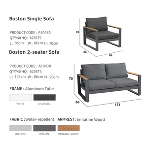 Sofá de jardín de lujo, muebles de exterior, juego de salón moderno de aluminio, muebles de Patio para todo tipo de clima para Hotel Resort - Product Image 5